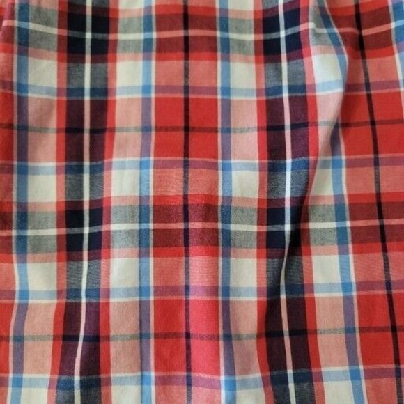 Healthtex Toddler Boy Size 3T Short Sleeve Button Up Plaid Shirt Red Blue - Picture 5 of 7